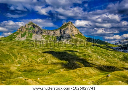 Beautiful landscape of Montenegro, Montenegro mountains, sea and mountains. Panorama