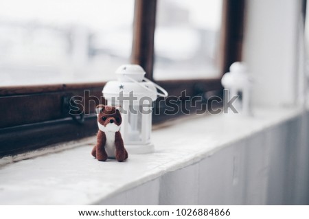 Window with fox and candle