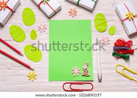 Easter shopping list on wooden desk