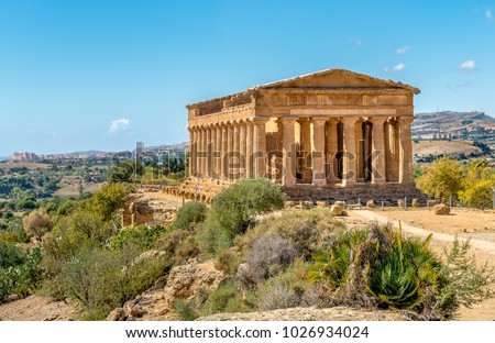 Temple of Concordia in the park of the Valley of the Temples in Agrigento, Sicily, Italy Royalty-Free Stock Photo #1026934024