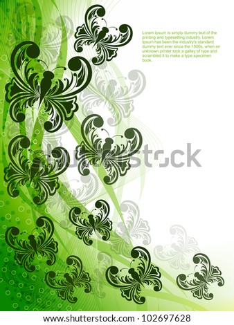 abstract Colorful background with butterfly and waves.  Vector illustration