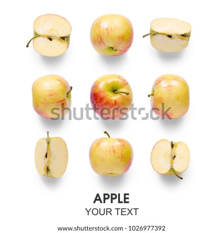 Seamless pattern with apple on white background isolation