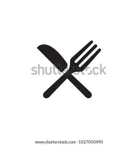 Fork and knife, eat vector icon. Royalty-Free Stock Photo #1027050490