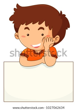 Little boy and blank paper illustration