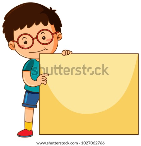 Little boy holding blank board illustration