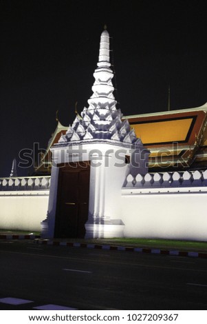 Beautiful Grand Palace The Emerald Buddha Temple Bangkok at Night Time Thailand 