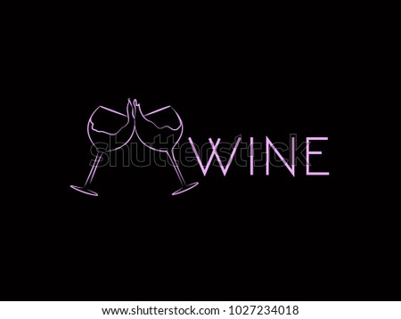 Wine logo templates Bottle, glass, bunch of grapes. Vector illustration