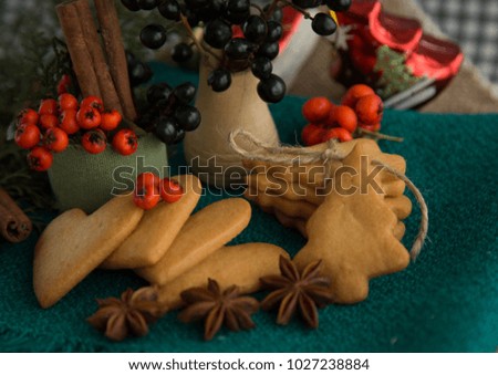 Christmas cookies with festive decoration.