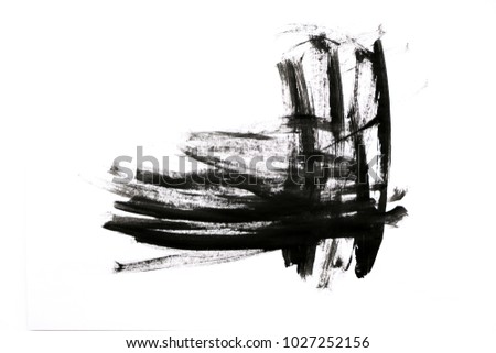 Abstract painted ink strokes set. High magnification brush stroke texture. Black paint, isolated on white. Grunge background from cracks, scratches, spots a futuristic pattern