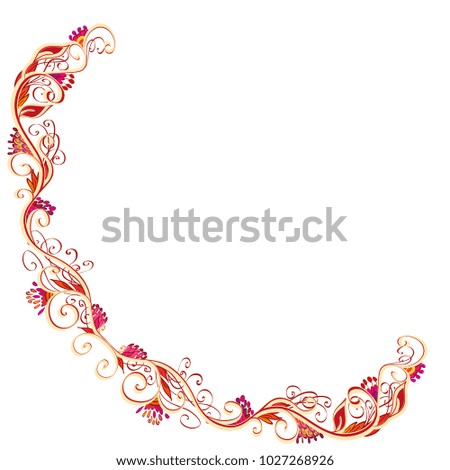 Beautiful bright vector floral frame or border isolated on white