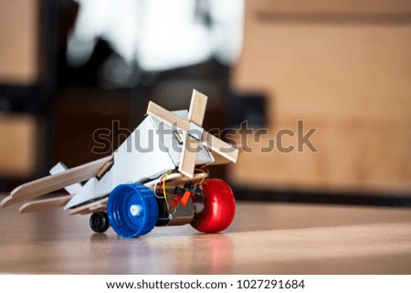 Small Airplane toy handmade on the table