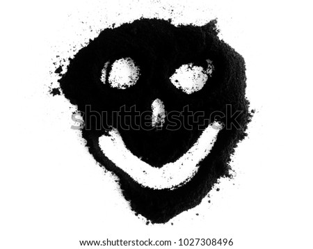 Coffee powder smile on white background