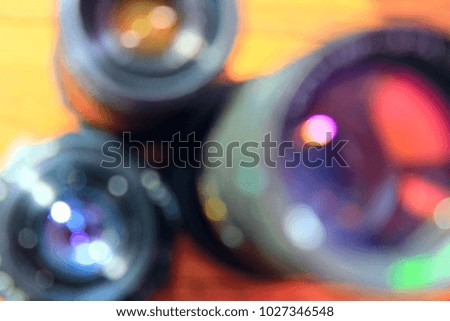 photographic lens blurred. Different photo lens disfocused