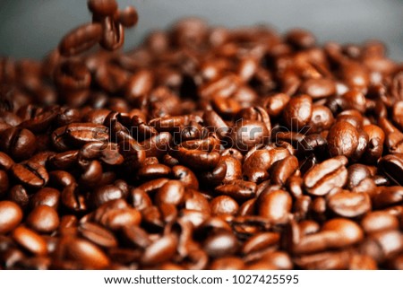 A picture on roasted coffee beans, A beautiful good morning