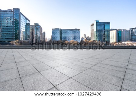 empty marble with modern office building