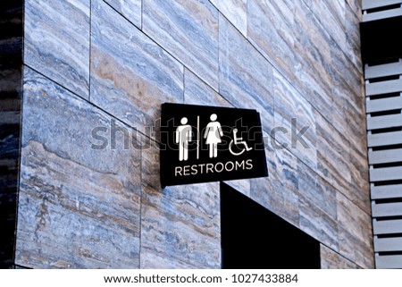 Toilets, wc icon for woman, men. Female, male public restroom signs with disabled access symbol. 