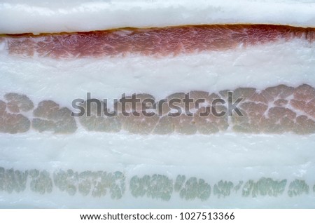 Close-up texture of raw bacon