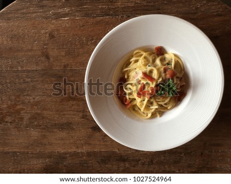 spaghetti carbonara set Royalty-Free Stock Photo #1027524964