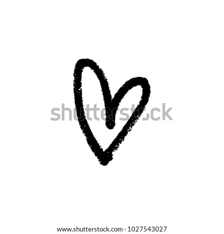 Cute hand drawn brush heart. Decor element for postcards, cards, posters, souvenirs and more. Vector, clip art and jpg. Isolated.