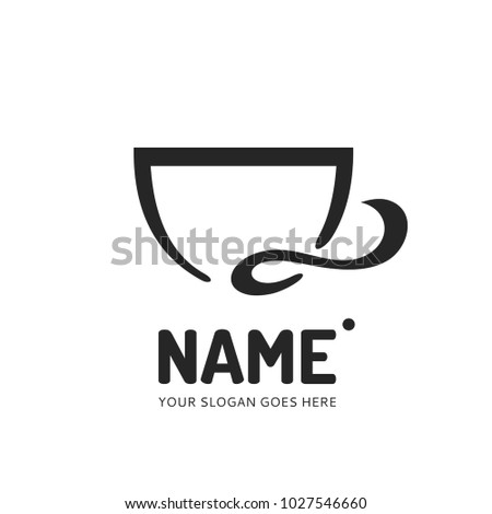 Coffee and tea cup logotype. Vector template logo design. Business concept icon. Royalty-Free Stock Photo #1027546660