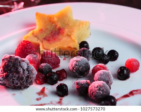 Plate of frozen fruits