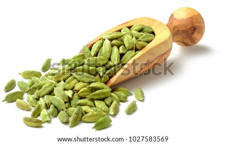 close up of dried cardamom isolated on white Royalty-Free Stock Photo #1027583569