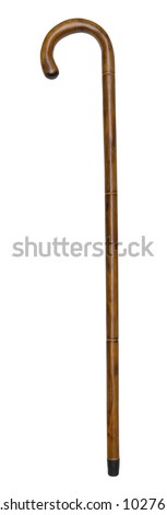 Old walking stick isolated on white with path Royalty-Free Stock Photo #102761360