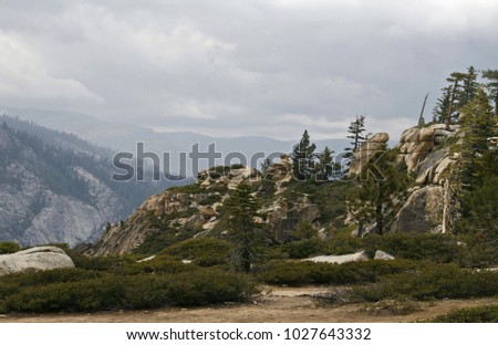 Yosemite Valley in the western Sierra Nevada mountains of California, carved out by the Merced River.