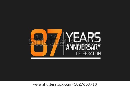 87 years anniversary simple design celebration with orange color and white isolated on black background