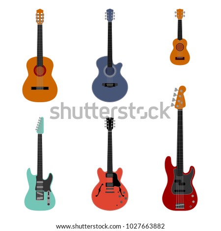Various guitars set vector illustration