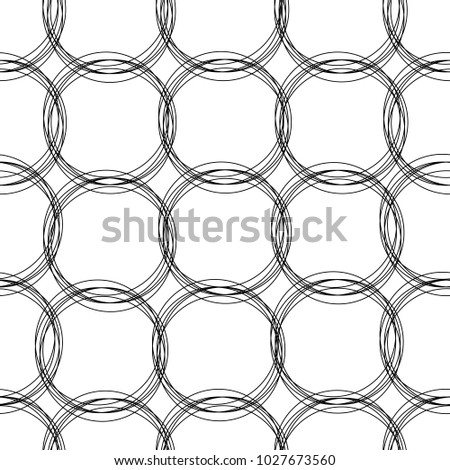 Seamless vector pattern with abstract black circles on white background