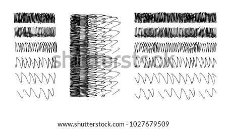 Set of gradient ink texture and horizontal seamless pattern drawn by technical pen hatching