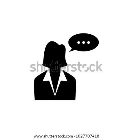business woman with a communication bubble icon. ommunication element icon. Premium quality graphic design. Signs and symbols collection icon for websites, web design, mobile app on white background