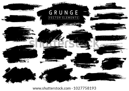 Grunge collection. Vector black brush strokes. Place for text