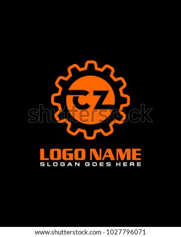 Initial C & Z gear logo template vector