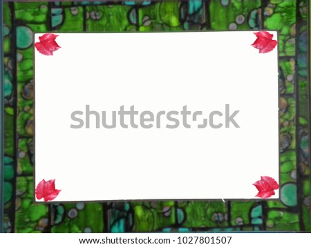 Photo frame with white background and colorful sides