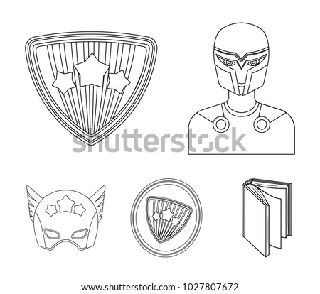 Man, mask, cloak, and other web icon in outline style.Costume, superman, superforce, icons in set collection.