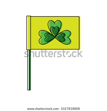 flag in the pole with clover festival st patricks symbol