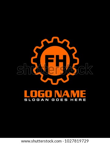 Initial F & H gear logo template vector