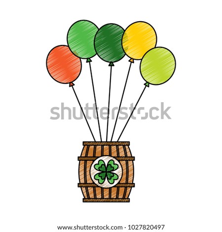 wooden barrel of beer with bunch balloons ornament