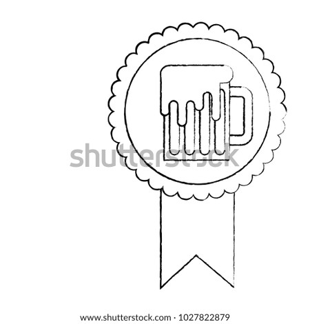 rosette badge with beer glass foamy drink