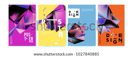 Abstract geometric colorful background for poster and cover design. Blue, yellow, red, orange, pink and green. Vector banner poster template in Eps10.
