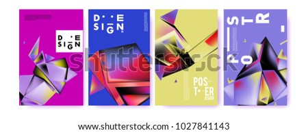Abstract geometric colorful background for poster and cover design. Blue, yellow, red, orange, pink and green. Vector banner poster template in Eps10.