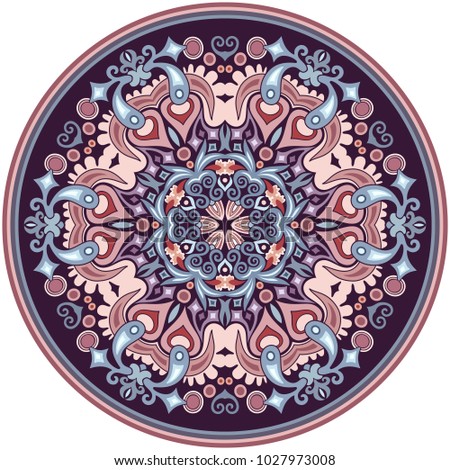 Vector abstract decorative floral ethnic round ornamental illustration. 
