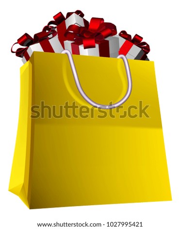 A Shopping bag full of Christmas or birthday gift presents 