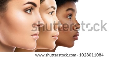 Multi-ethnic beauty. Different ethnicity women - Caucasian, African, Asian. Royalty-Free Stock Photo #1028011084