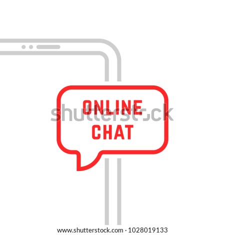 online chat with thin line phone. concept of instant opinion message in internet or dating or hotline chatting. linear flat trend modern simple logo graphic art design isolated on white background