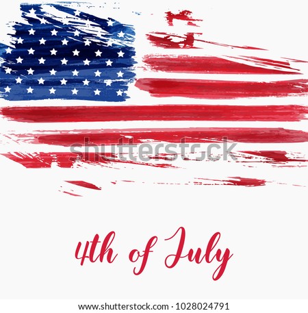 USA Independence day background. Happy 4th of July. Vector abstract grunge brushed flag with text. Template for banner, greeting card, invitation, poster, flyer, etc.