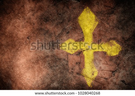 in   ethiopia africa    the painted cross in the old church and empty wall