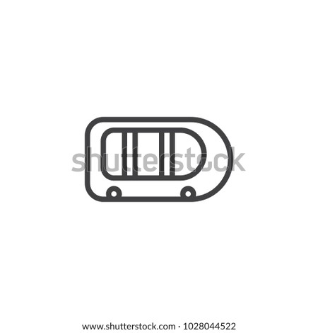 Inflatable boat outline icon. linear style sign for mobile concept and web design. Rubber raft simple line vector icon. Symbol, logo illustration. Pixel perfect vector graphics